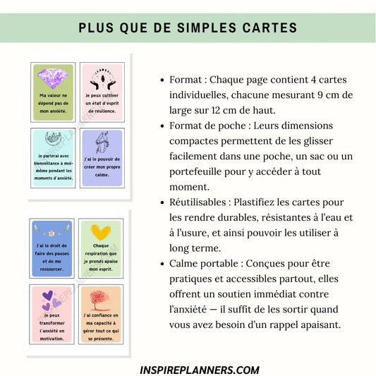 Cartes Affirmations Anxiété - French