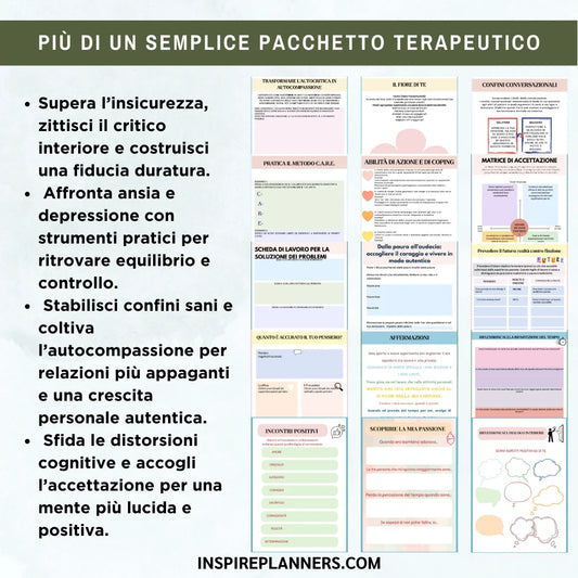 Pacchetto Terapeutico — 9 Quaderni di Esercizi TCC & ACT per Ansia, Autostima & Critico Interiore (Italian)