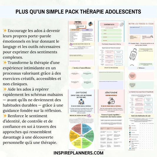 Pack Thérapeutique Ados — 380+ Pages d'Exercices Imprimables pour l'Anxiété, la Confiance et le Bien-Être Mental (12-18 ans) - French