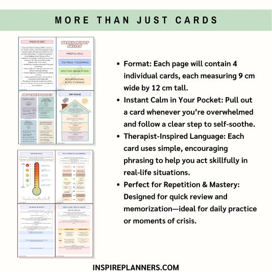 DBT Skill Cards – Pocket-Sized Therapy Tools for Emotional Regulation and Quick Coping