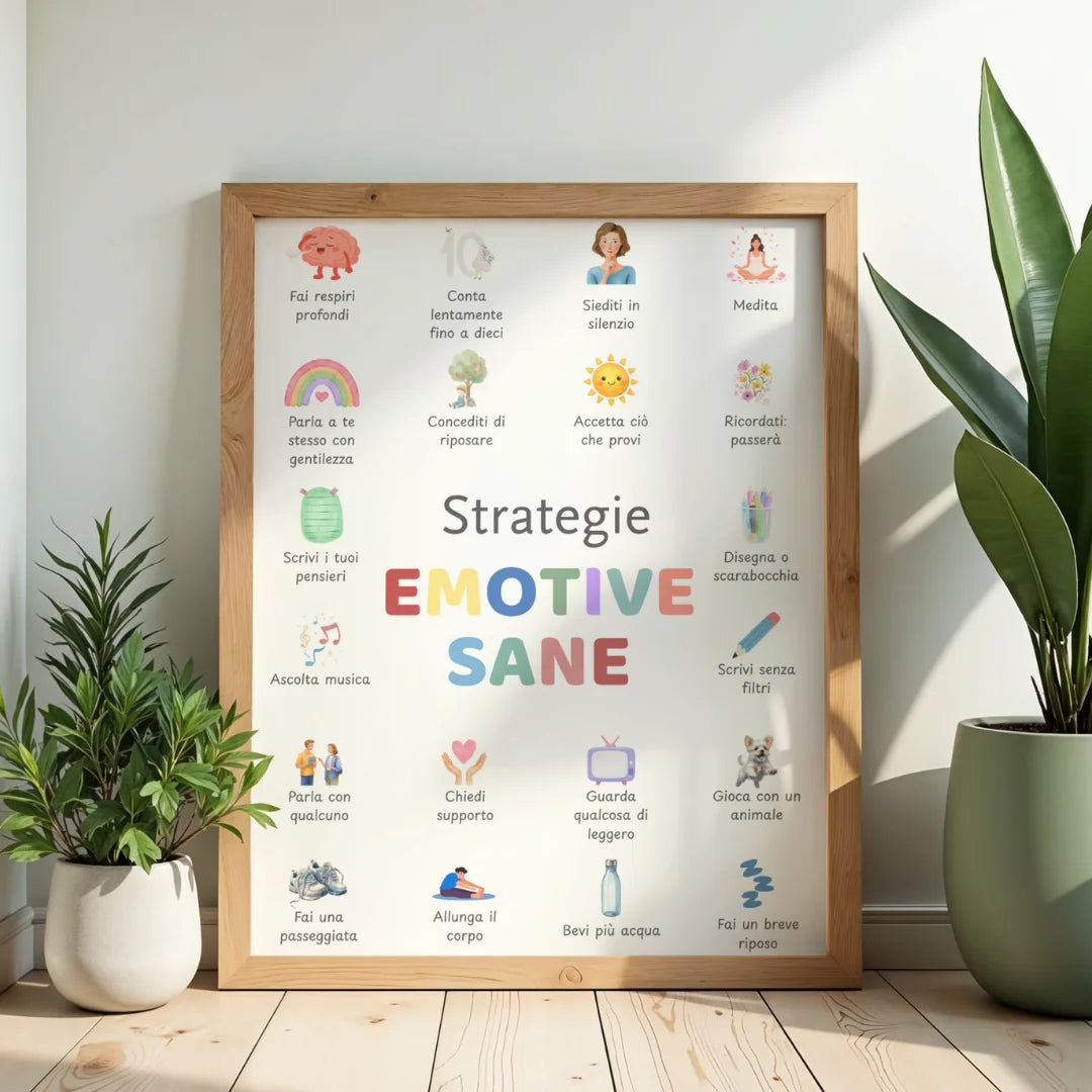 5 Poster del Benessere Emotivo da Stampare — Ruota delle Emozioni, Angolo della Calma & Regolazione Emotiva (Italian)