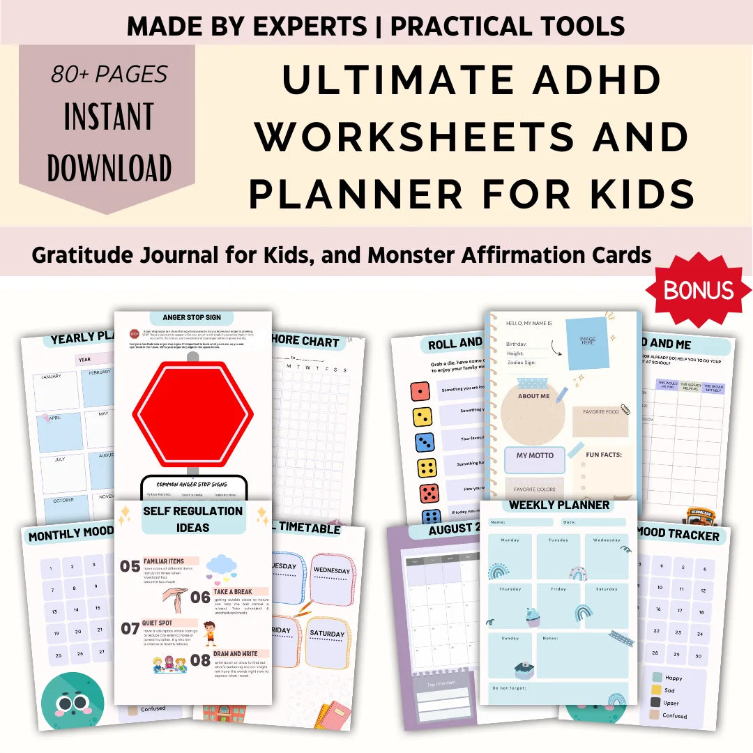 Ultimate ADHD Planner And Worksheets (Kids and Adults) - English