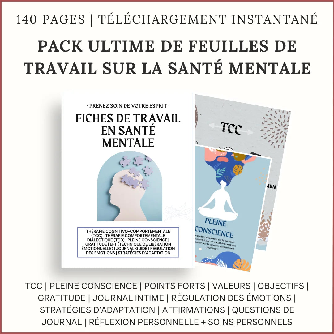 Pack Ultime De Feuilles De Travail Sur LA Sante Mentale