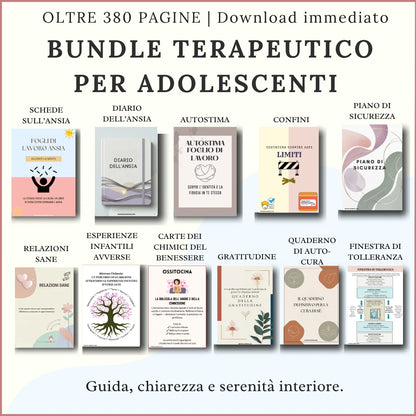 Pacchetto Terapeutico per Adolescenti — 380+ Pagine di Esercizi Stampabili per Ansia, Autostima e Benessere Mentale (12-18 anni) - Italian