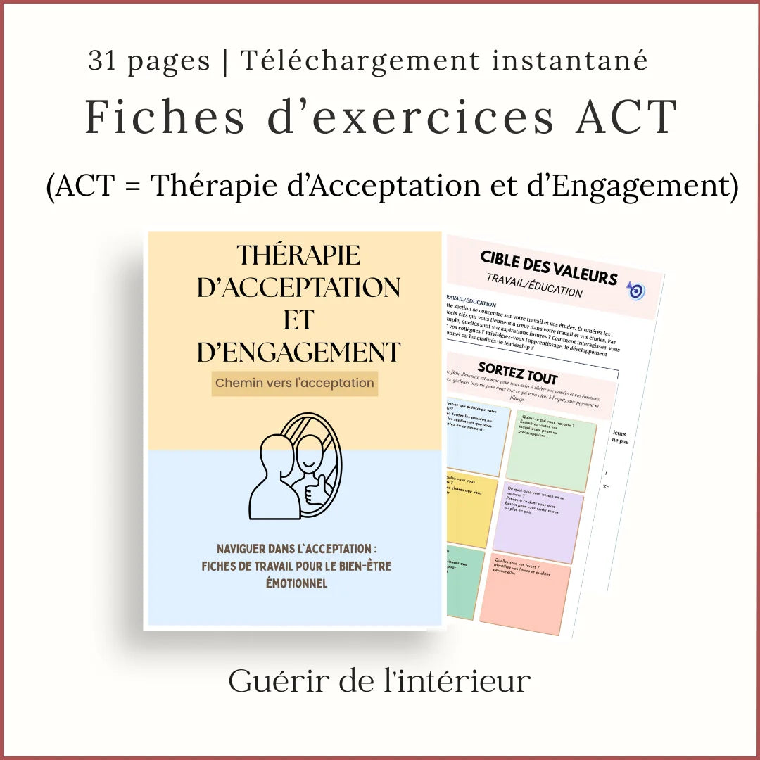 Pack Thérapeutique — 9 Cahiers d'Exercices TCC & ACT pour l'Anxiété, l'Estime de Soi & le Critique Intérieur - French