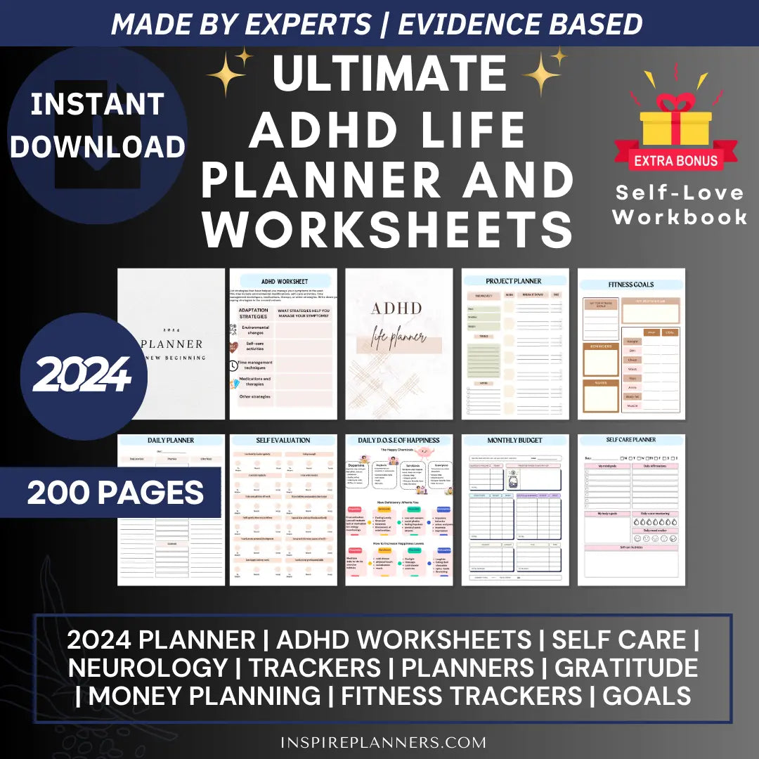 Ultimate ADHD Planner And Worksheets (Kids and Adults) - English