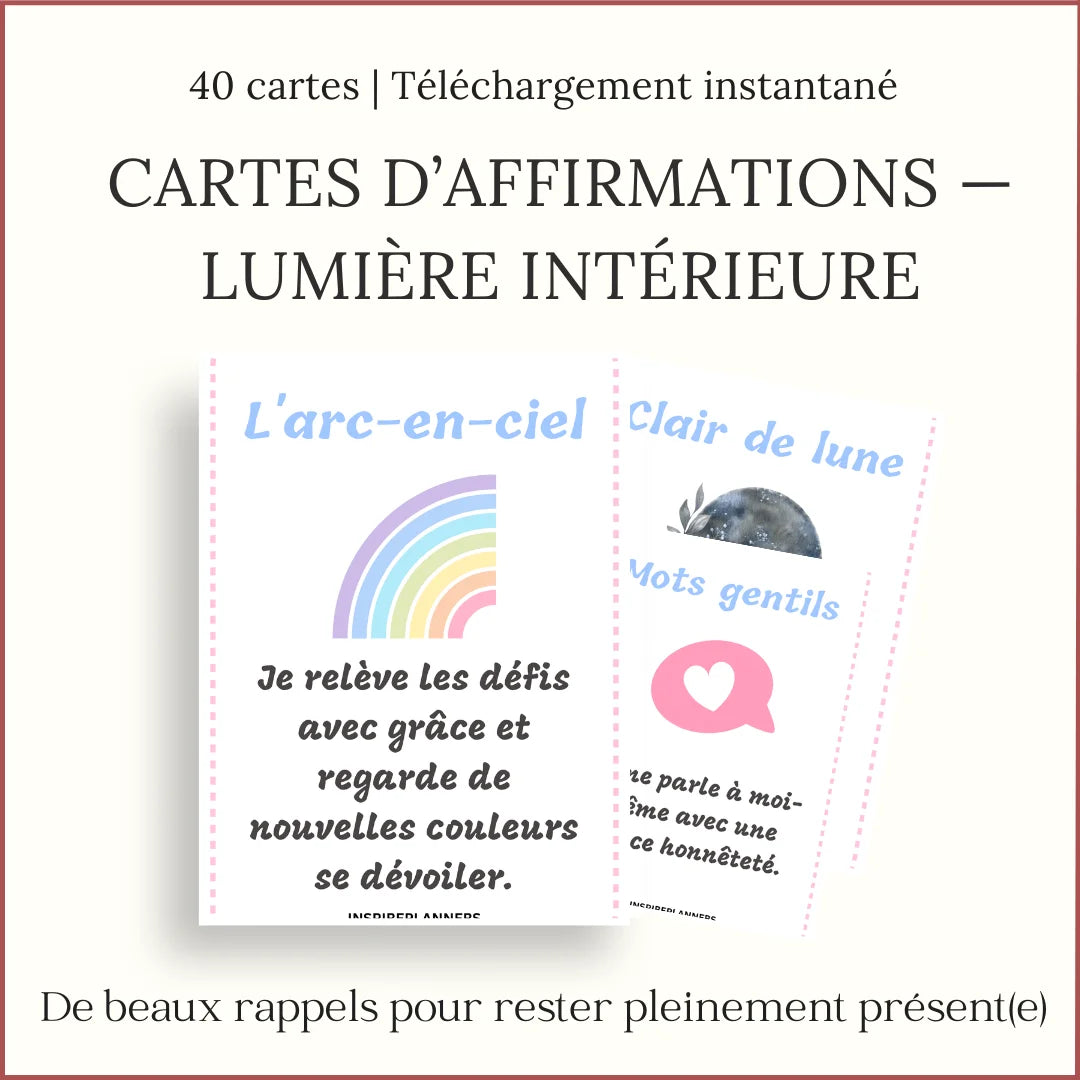 Cartes d’Affirmations Lumière Intérieure - French