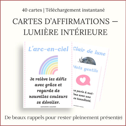Cartes d’Affirmations Lumière Intérieure - French