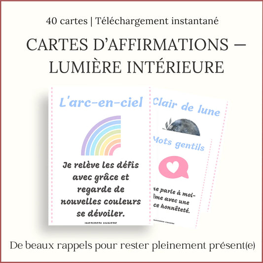 Cartes d’Affirmations Lumière Intérieure - French