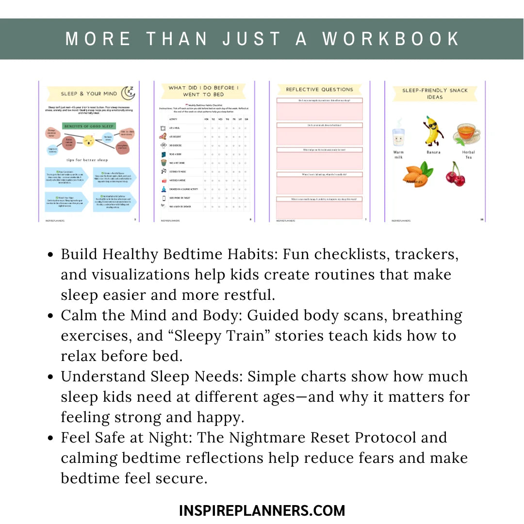 Sleep Hygiene Workbook – Calm Nights for Kids and Adults – Inspire Planners