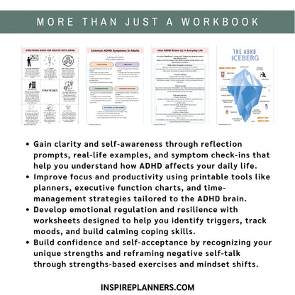 Adult ADHD Workbook: 40 Printable Pages to Understand, Manage & Empower Your ADHD Brain