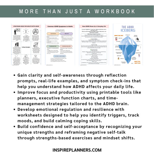 Adult ADHD Workbook: 40 Printable Pages to Understand, Manage & Empower Your ADHD Brain