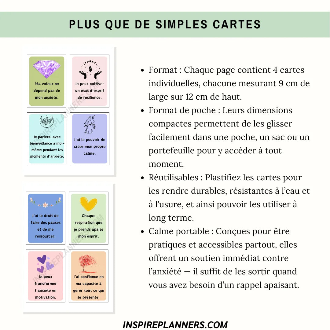 Cartes Affirmations Anxiété - French