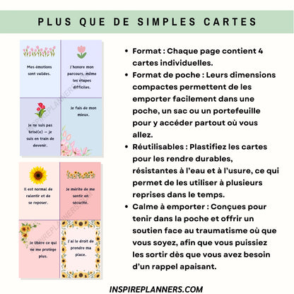 Cartes d’Affirmations pour le Trauma – Soutien à la Guérison & Ressources de Guérison - French