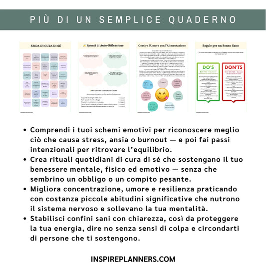 Quaderno Definitivo di Self-Care – 70+ Schede per il Benessere Mentale - Italian