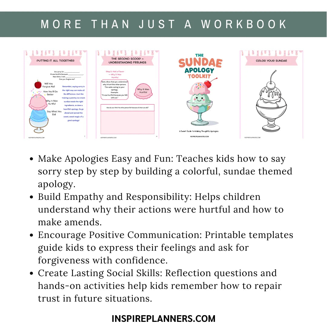 Sundae Apology Kids Workbook