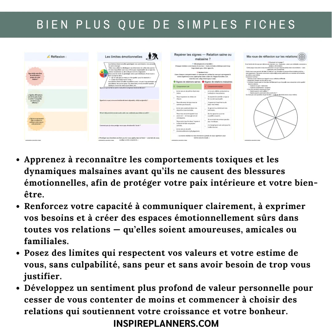 Cahier des Relations Saines – Plus de 80 Fiches Imprimables - French
