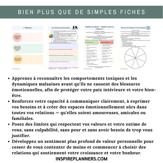 Cahier des Relations Saines – Plus de 80 Fiches Imprimables - French