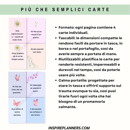 Carte di Affermazioni per il Trauma – Supporto alla Guarigione & Risorse di Recupero - Italian