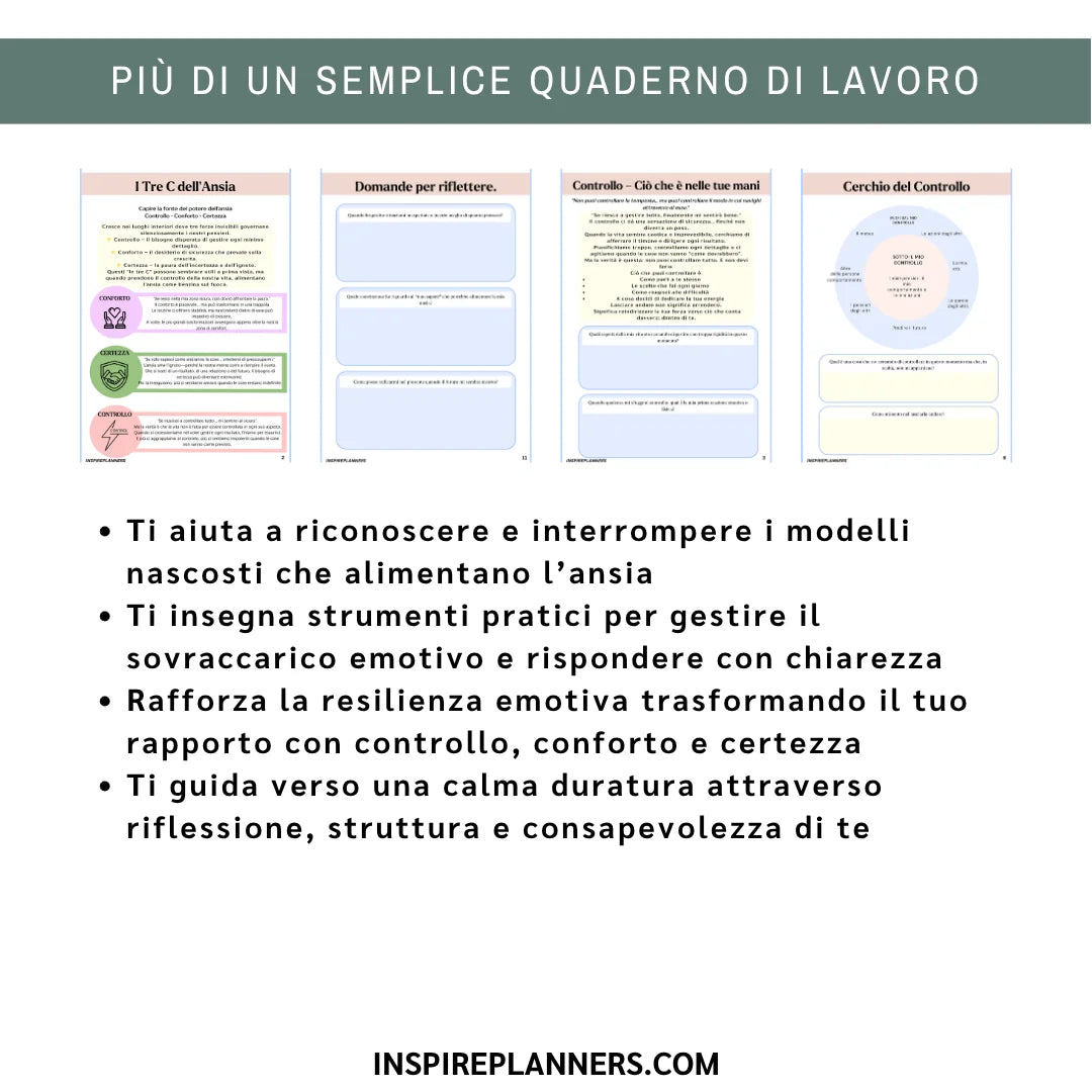 Il Quaderno di Lavoro delle Tre C dell’Ansia – Controllo, Comfort & Certezza - Italian