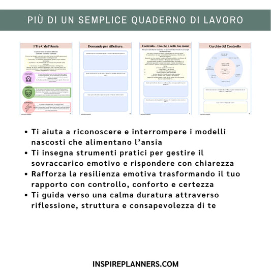 Il Quaderno di Lavoro delle Tre C dell’Ansia – Controllo, Comfort & Certezza - Italian