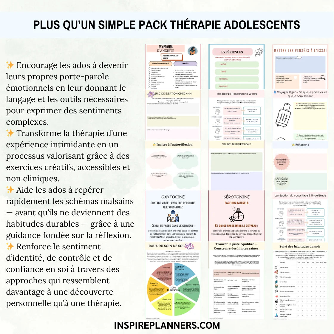 Pack Thérapeutique Ados — 380+ Pages d'Exercices Imprimables pour l'Anxiété, la Confiance et le Bien-Être Mental (12-18 ans) - French