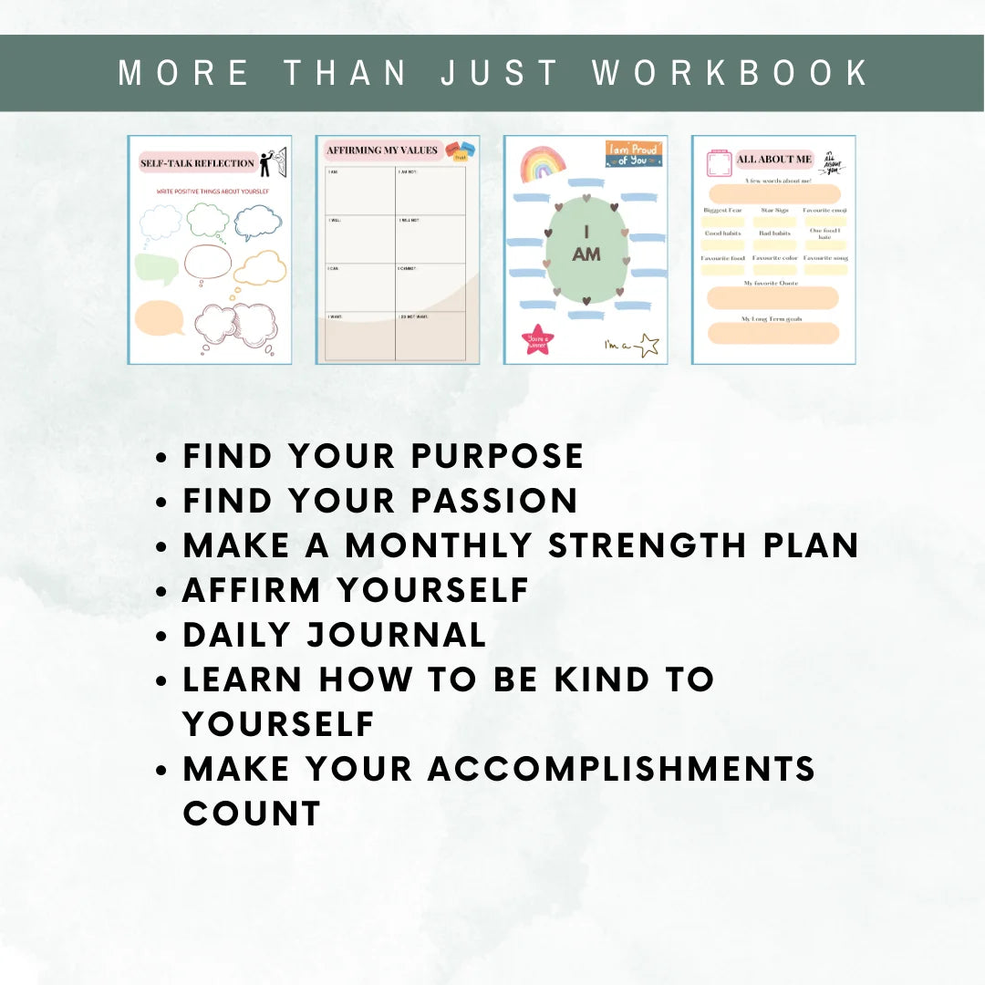 Self-esteem workbook is therapy enhancement tool.