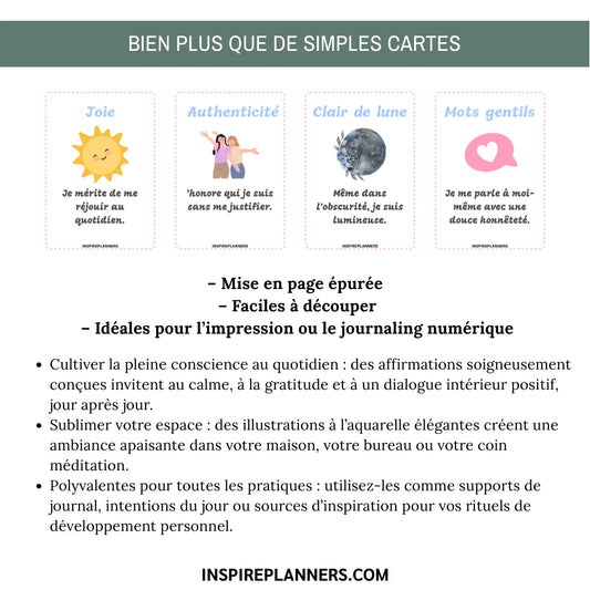 Cartes d’Affirmations Lumière Intérieure - French