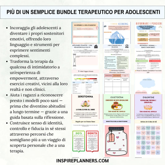 Pacchetto Terapeutico per Adolescenti — 380+ Pagine di Esercizi Stampabili per Ansia, Autostima e Benessere Mentale (12-18 anni) - Italian