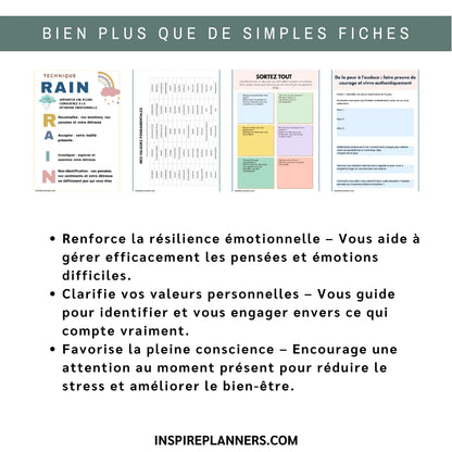 Fiches d’exercices de la Thérapie d’Acceptation et d’Engagement (ACT) – Chemin vers l’Acceptation - French