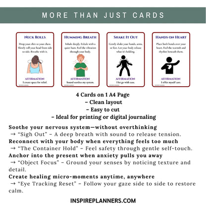 Somatic Therapy Exercise Cards: 36 Printable Tools to Calm, Regulate & Reconnect with Your Body
