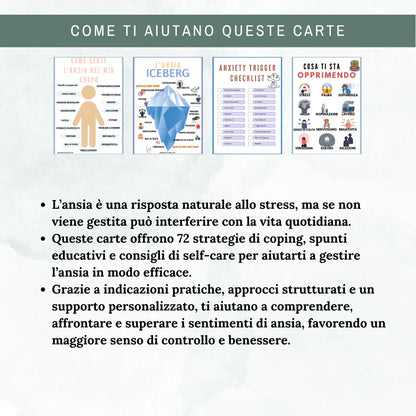 Carte Flash di Abilità di Coping per l’Ansia – Kit per la Calma & la Resilienza - Italian
