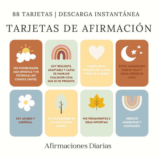 88 Tarjetas de Afirmaciones Positivas - Spanish