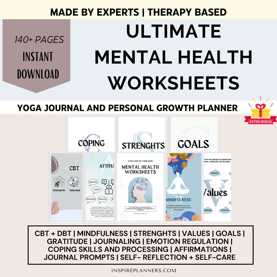 Ultimate Mental Health Worksheets Bundle - English