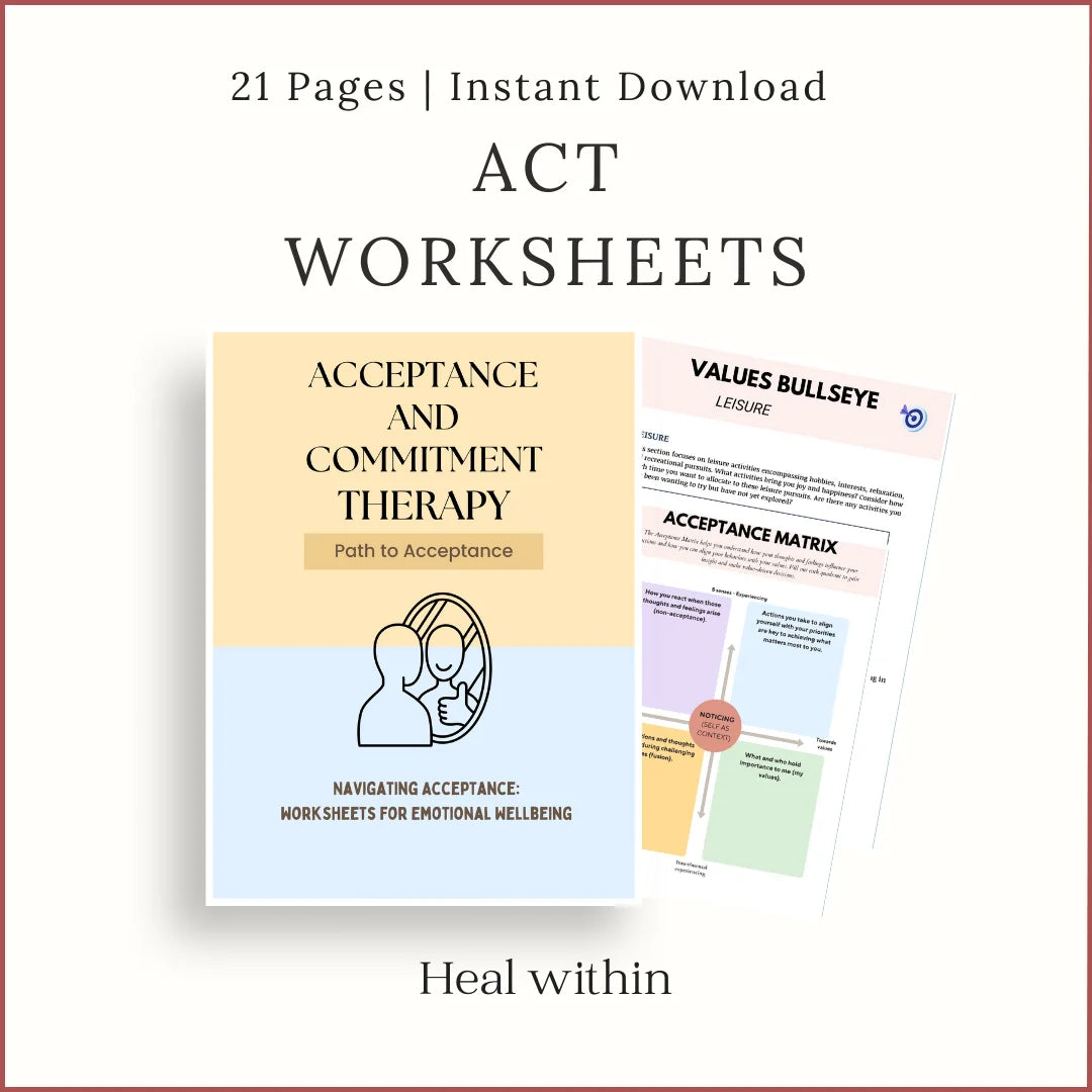 Acceptance and Commitment Therapy (ACT) Worksheets – Inspire Planners
