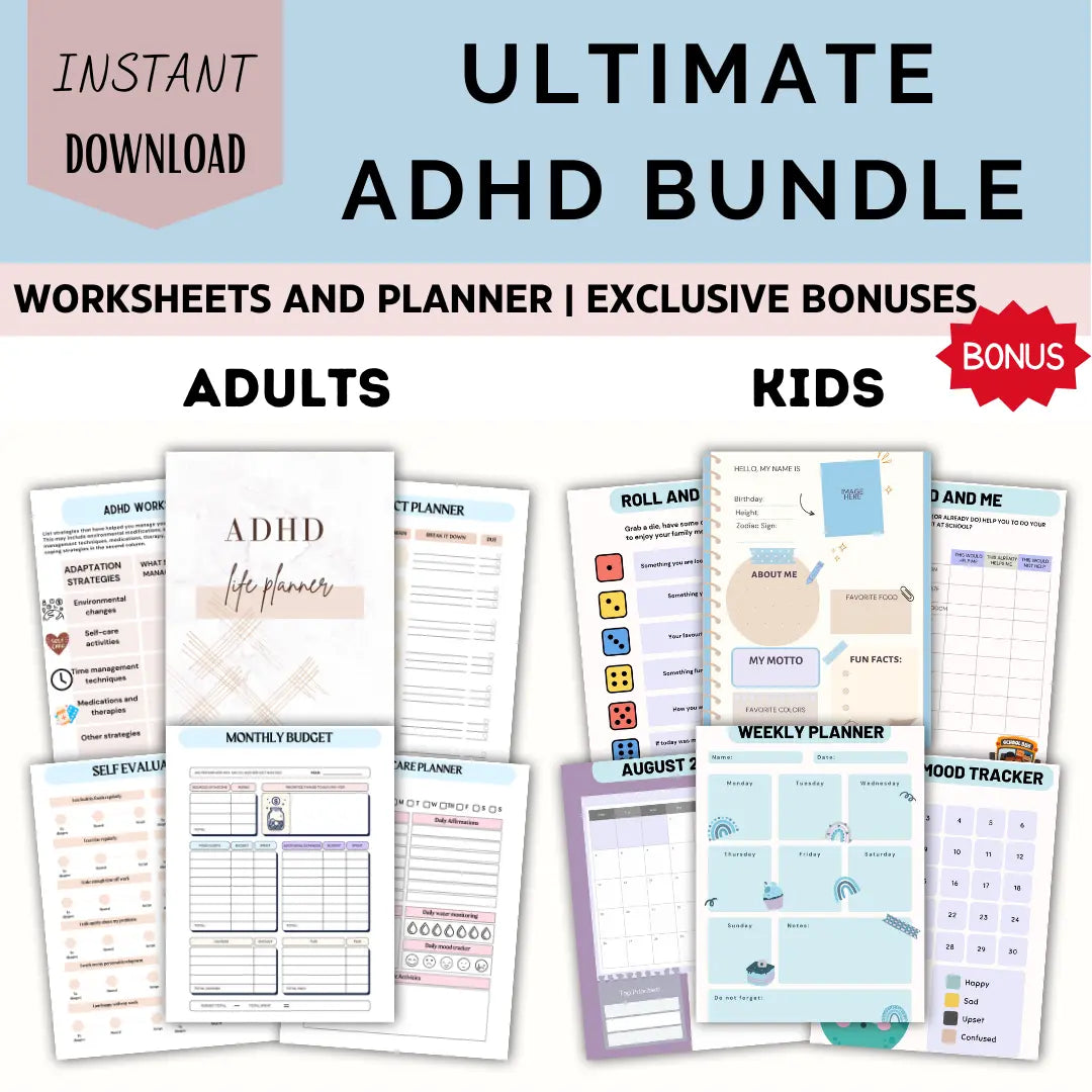 Ultimate ADHD Planner And Worksheets (Kids and Adults) - English