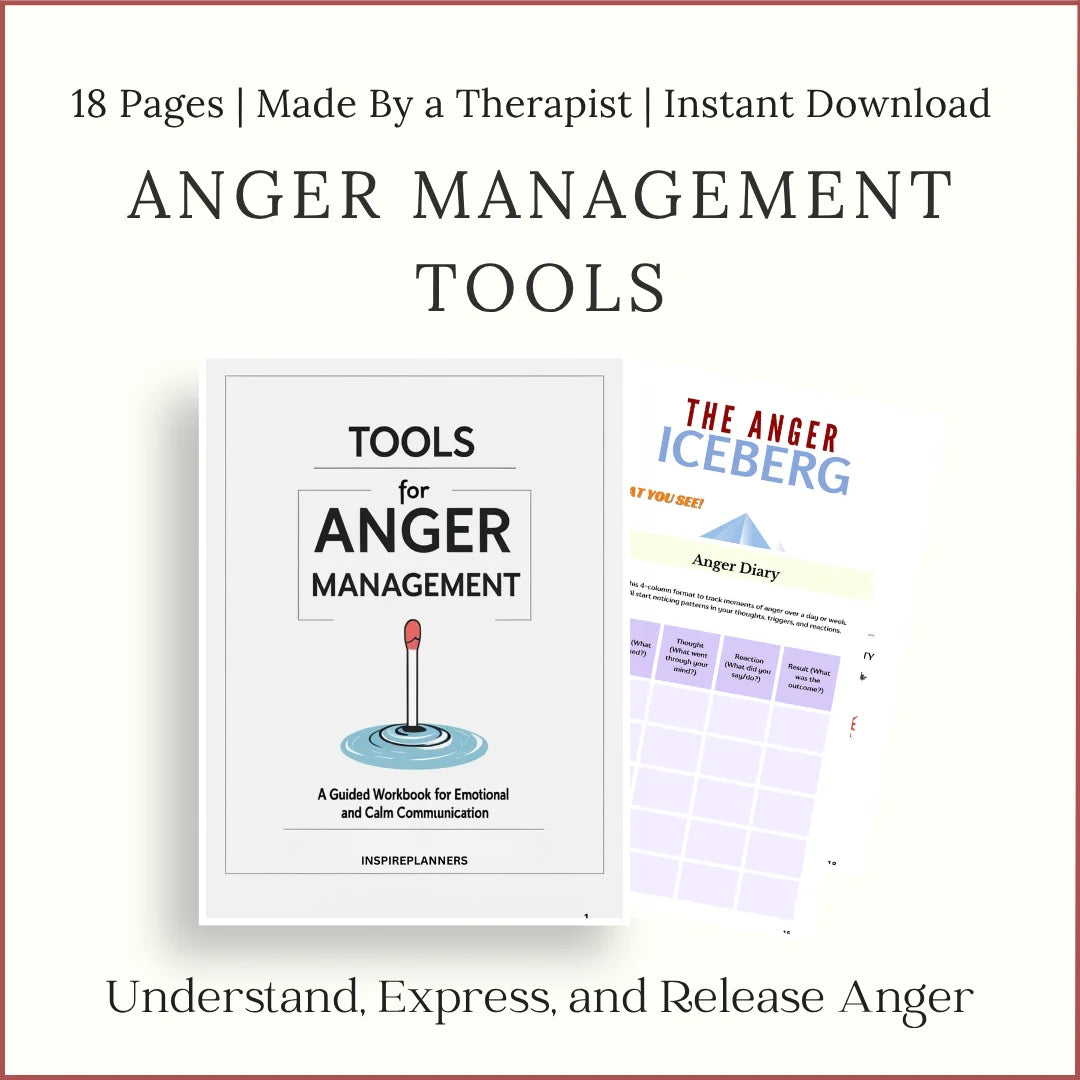 Anger Management Tools workbook – guided worksheets for emotional regulation, calm communication, and releasing anger.