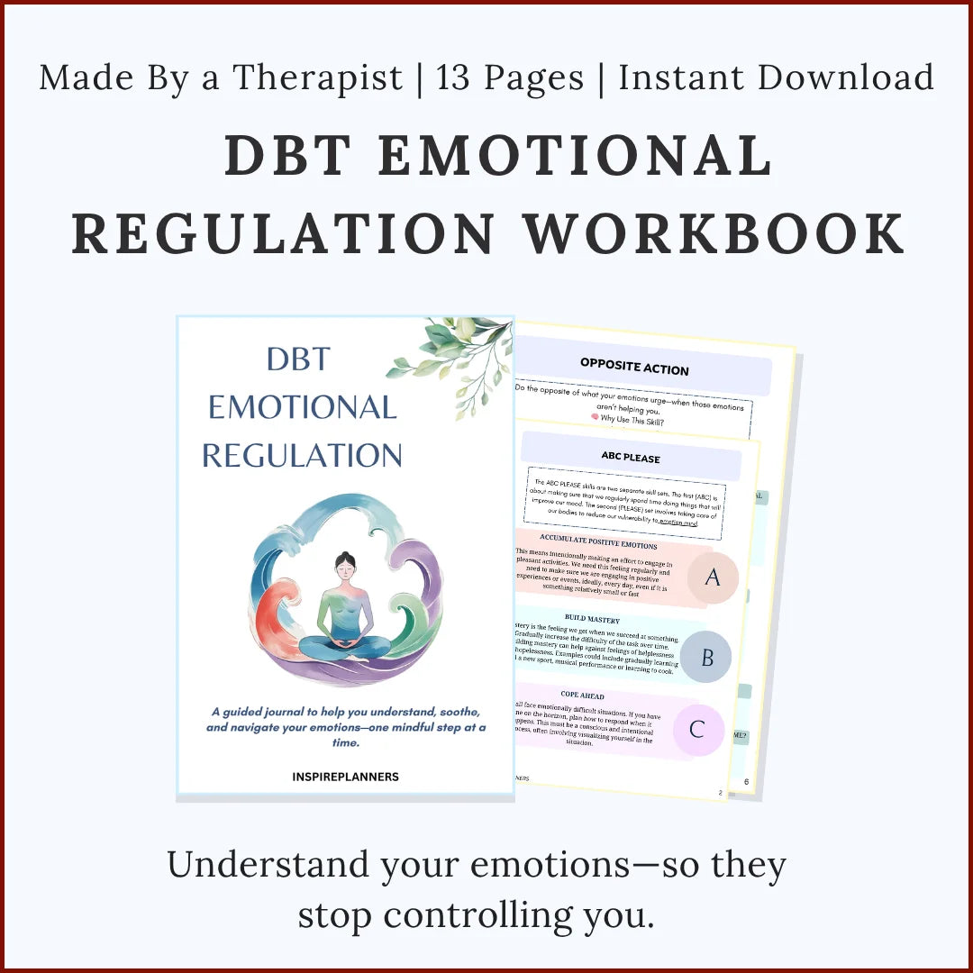 "DBT Emotional Regulation Workbook printable journal with guided exercises for emotional balance and coping skills