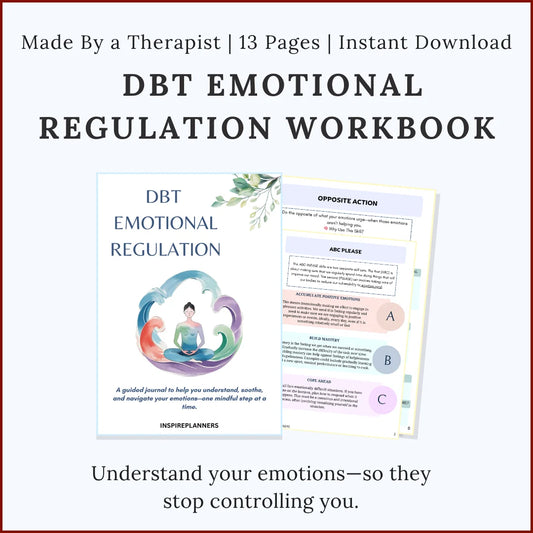 "DBT Emotional Regulation Workbook printable journal with guided exercises for emotional balance and coping skills