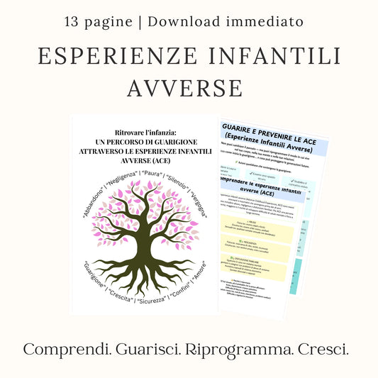 Schede ACE in italiano per comprendere le esperienze infantili avverse e favorire la guarigione emotiva e la resilienza.