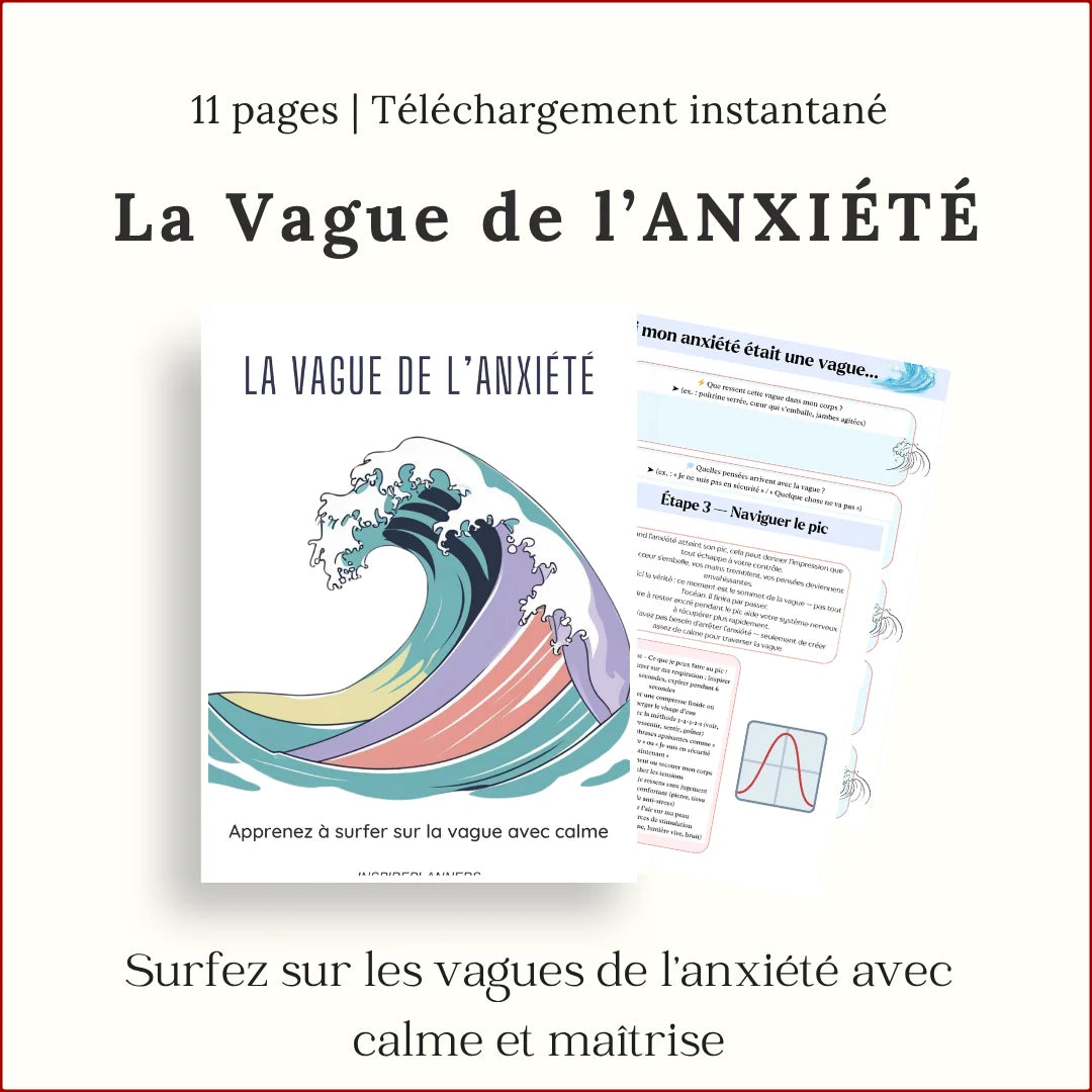 Guide de la Vague d'Anxiété : ancrage 5-4-3-2-1 et respiration pour traverser une crise.