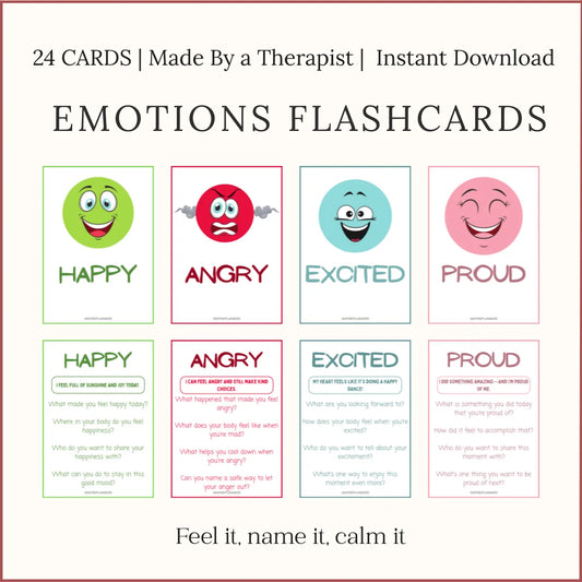 Printable emotions flashcards for kids – emotional awareness cards