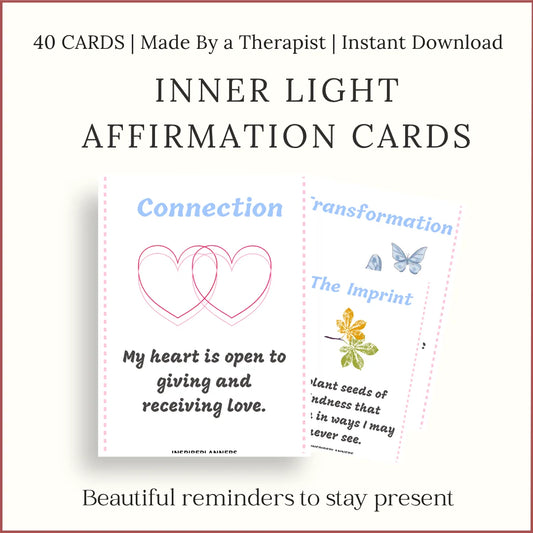 Inner light affirmation cards for kids – printable positive reminders for self-love, kindness, and emotional growth.