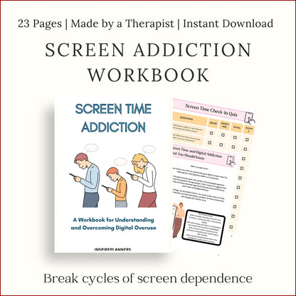 Printable screen time addiction workbook for kids – understand and reduce digital overuse with healthy habits.
