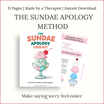 Printable sundae apology toolkit for kids – fun and easy way to teach saying sorry and making thoughtful apologies.