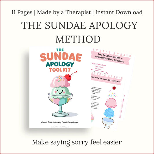 Printable sundae apology toolkit for kids – fun and easy way to teach saying sorry and making thoughtful apologies.