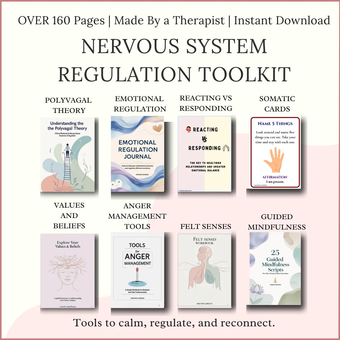 Nervous System Regulation Toolkit – printable bundle with workbooks, cards, and tools for emotional balance and resilience.