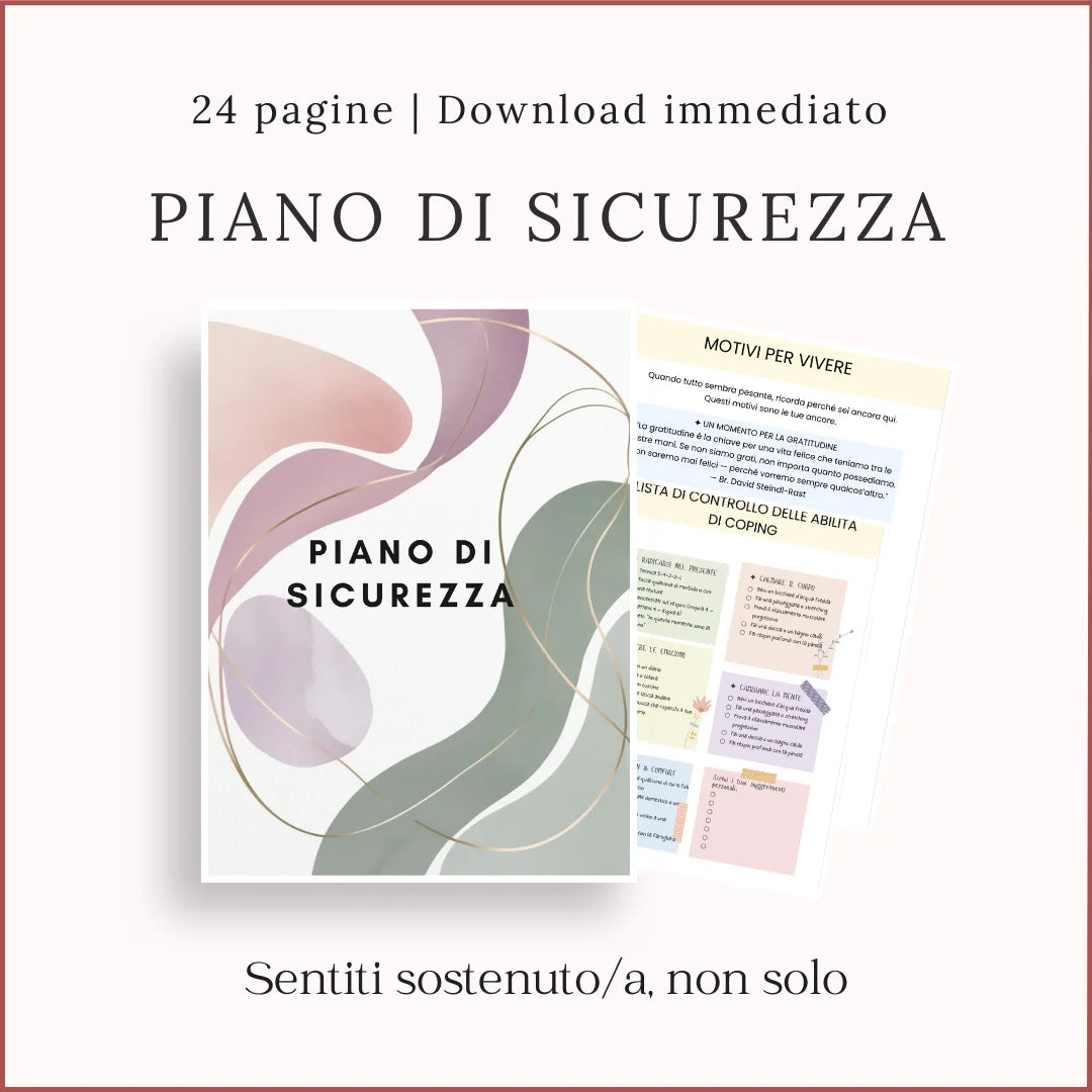 Piano di sicurezza in italiano per creare strategie di supporto emotivo e sentirsi sostenuti nei momenti difficili.