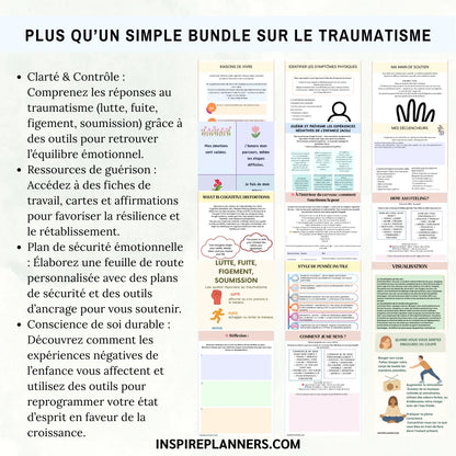 Outils de guérison traumatique PDF en français – fiches, cartes et affirmations pour clarté et ancrage.