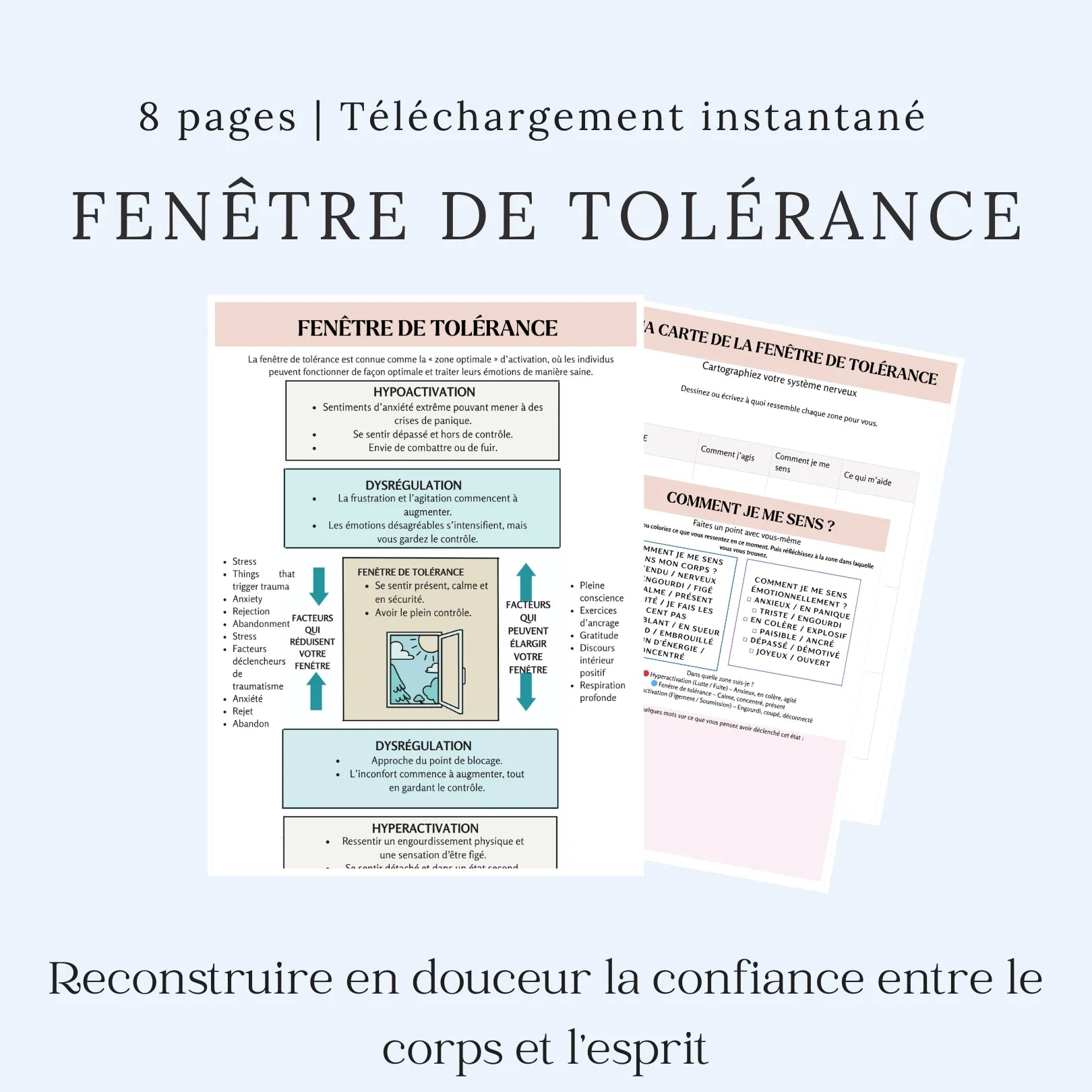 Fenêtre de tolérance PDF en français – 8 pages pour reconstruire la confiance entre le corps et l’esprit.